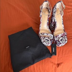 Express Women's Floral Heels - Purple and Cream